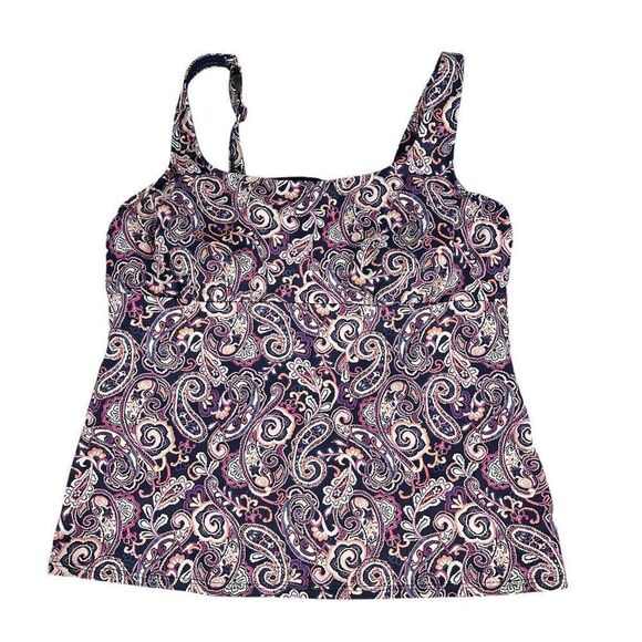 Lands’ End Square Neck Underwire 16D Tankini Top Swim Top - Picture 1 of 7